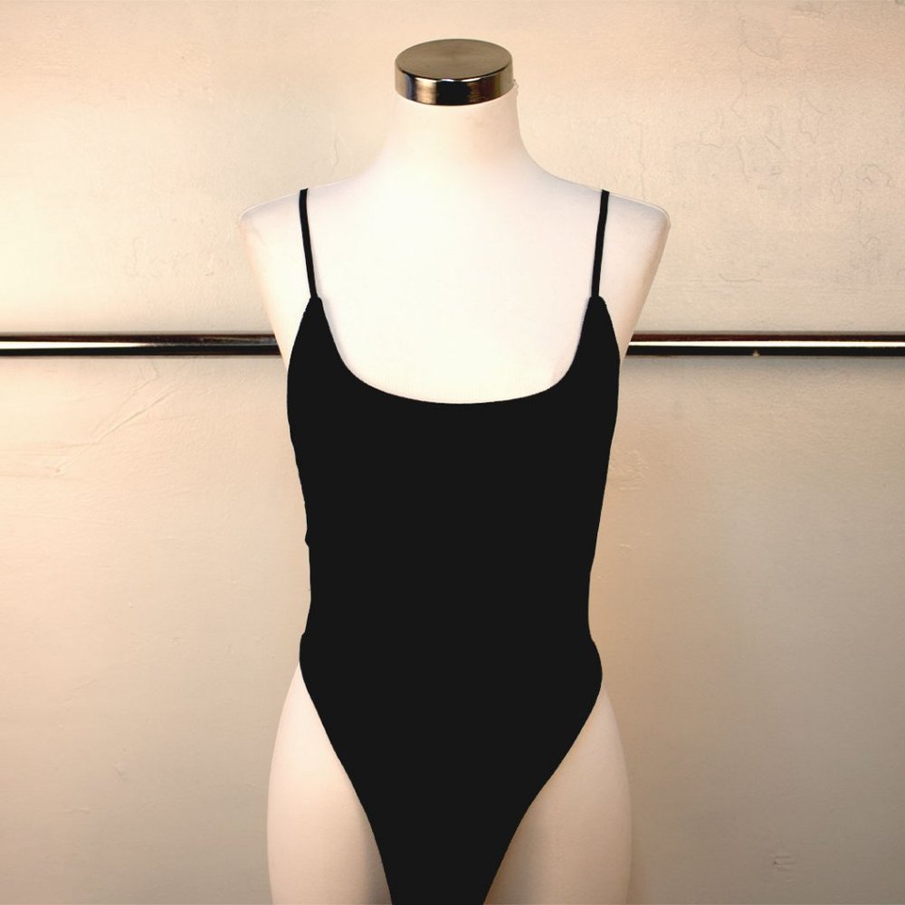 Thong Cut Velour Bodysuit